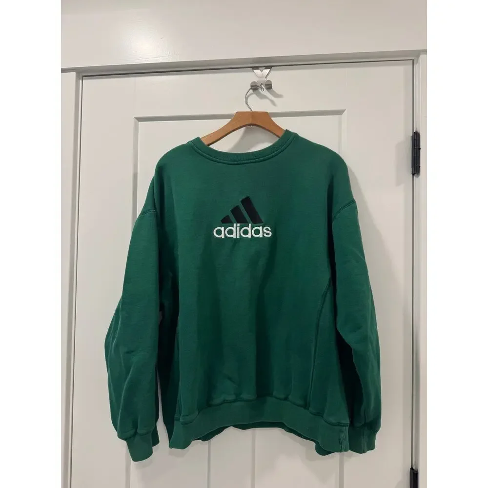 Adidas Vintage Y2K green embroidered Crew size large